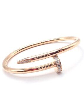 Cartier Juste un Clou Nail 18k Rose Gold Diamond Classic Bangle Bracelet Size 16